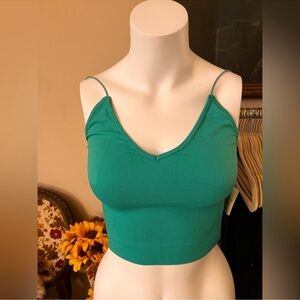 NWT Free People XS/S Cropped Ribbed
Tank Forest Green